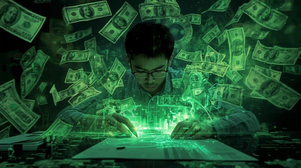 Online capital solutions for entrepreneurs 3 - artsy explosion of green glowing usd 100s